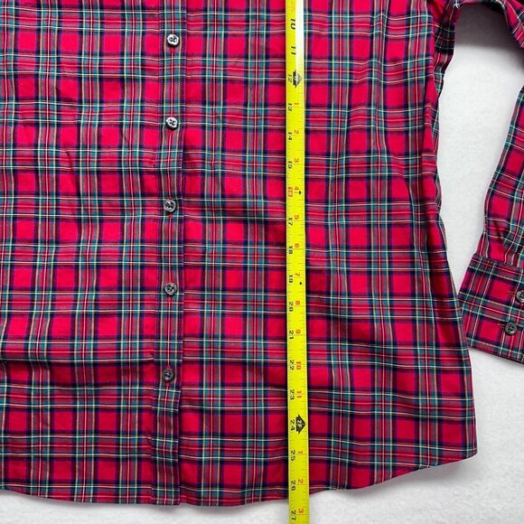 Lands End Womens Tartan Plaid No Iron Supima Cotton Button Up Size 14 Classic - Picture 10 of 11